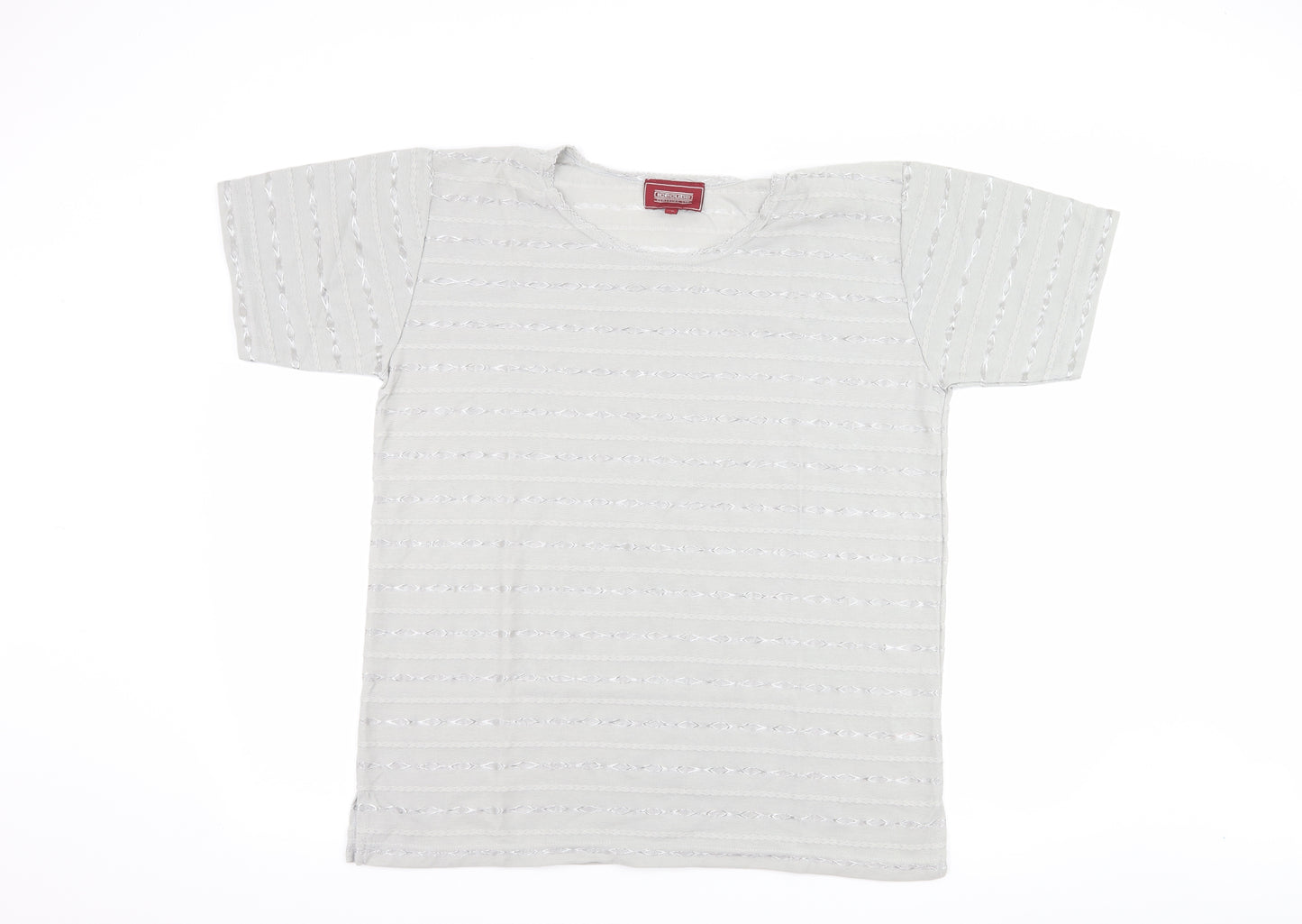 Icecube Womens Grey Striped  Basic T-Shirt Size L