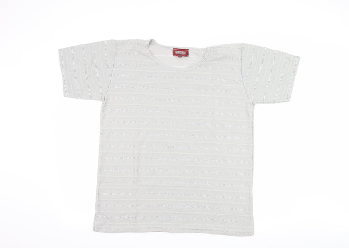 Icecube Womens Grey Striped Basic T-Shirt Size L