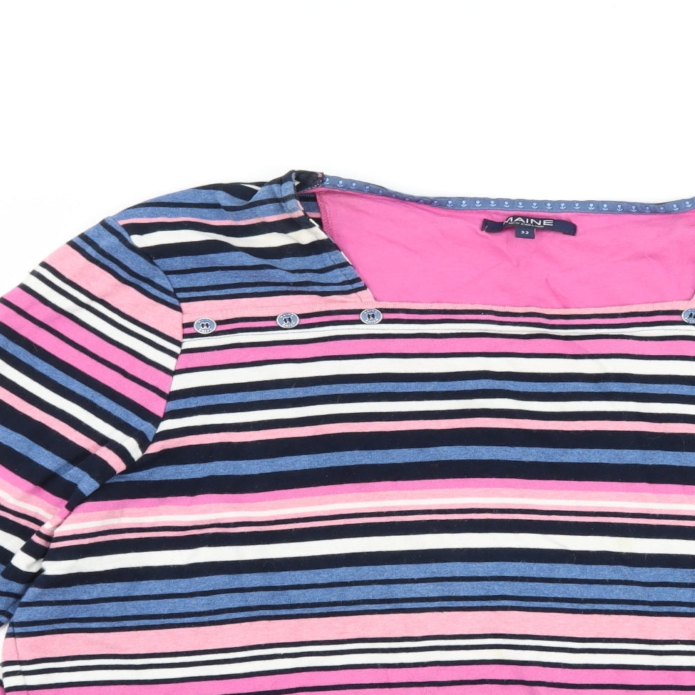 Maine Womens Blue Striped  Basic T-Shirt Size 22