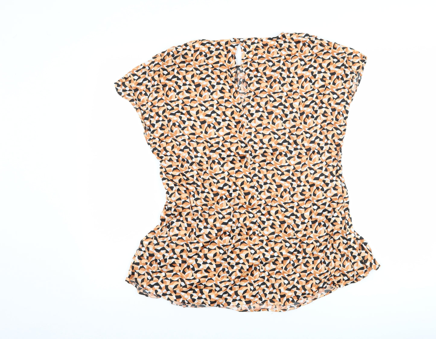 Autograph Womens Brown Geometric  Basic Blouse Size 14