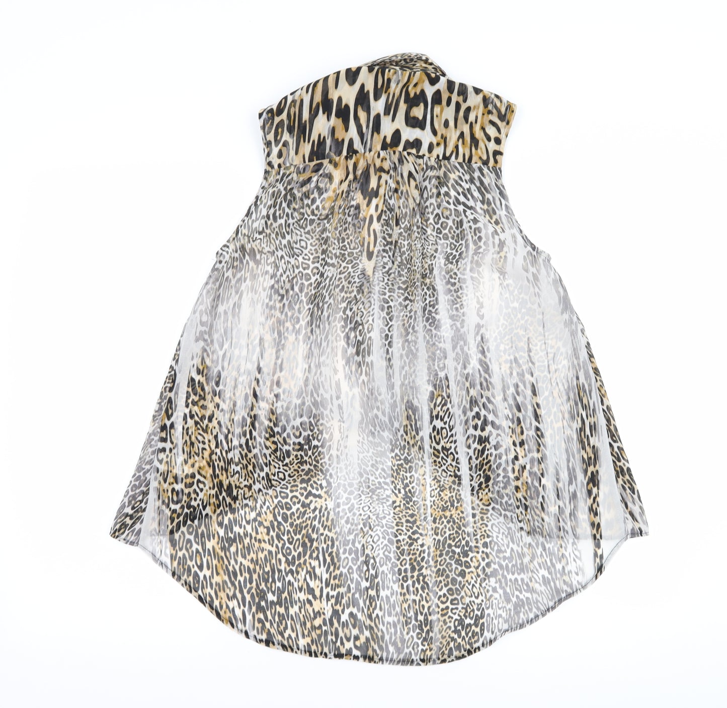 Topshop Womens Brown Animal Print  Basic Button-Up Size 8