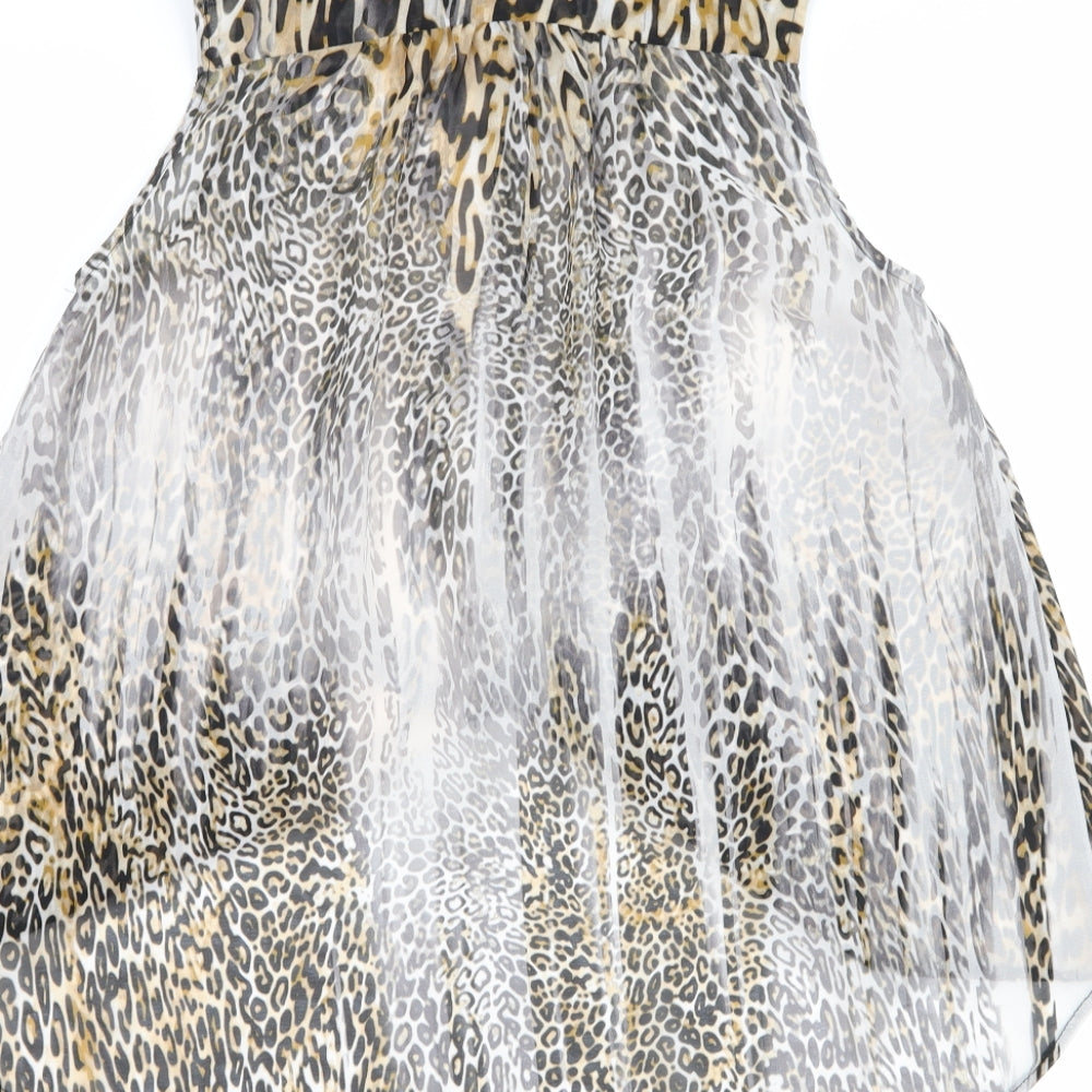 Topshop Womens Brown Animal Print  Basic Button-Up Size 8