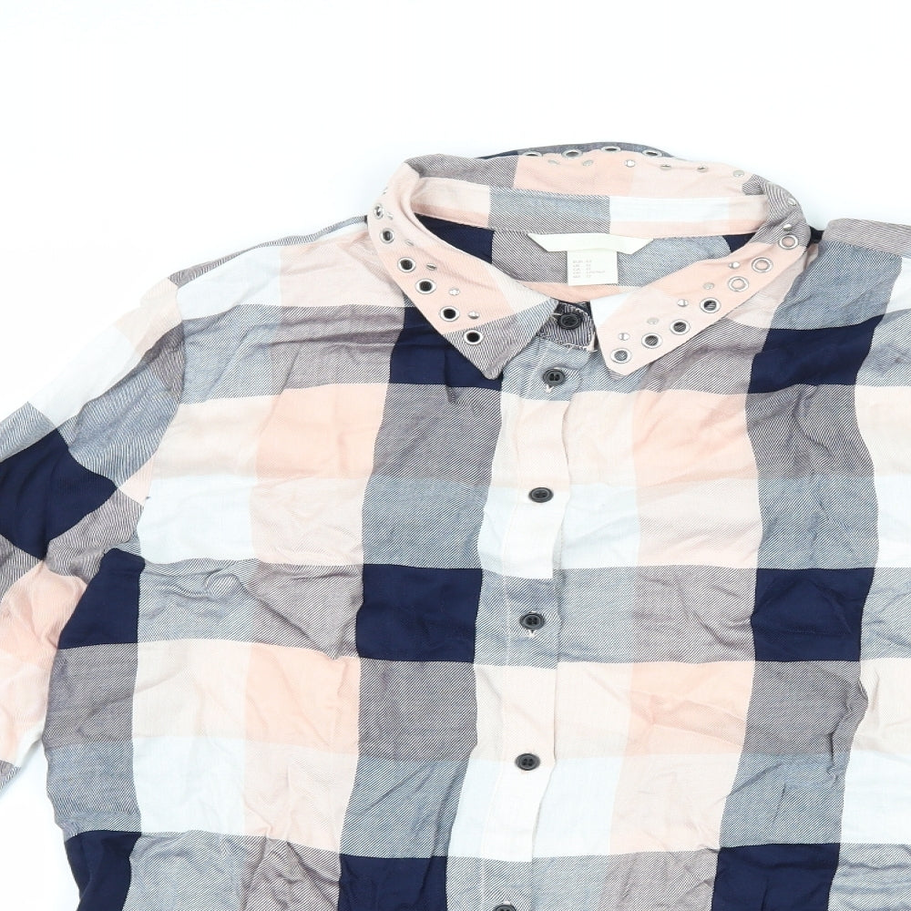 H&M Womens Pink Check  Basic Button-Up Size 14