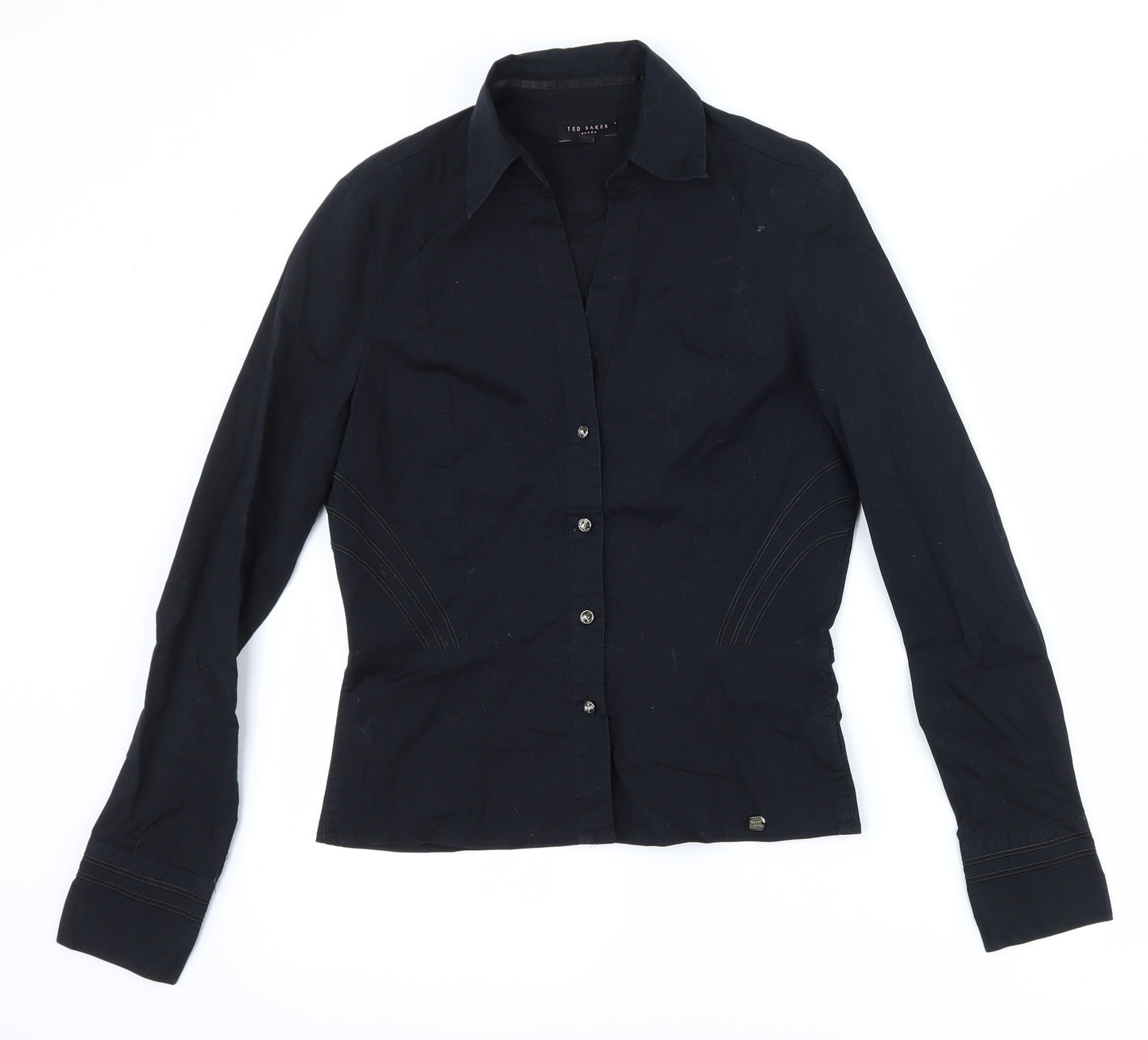Ted Baker Womens Black   Basic Button-Up Size M
