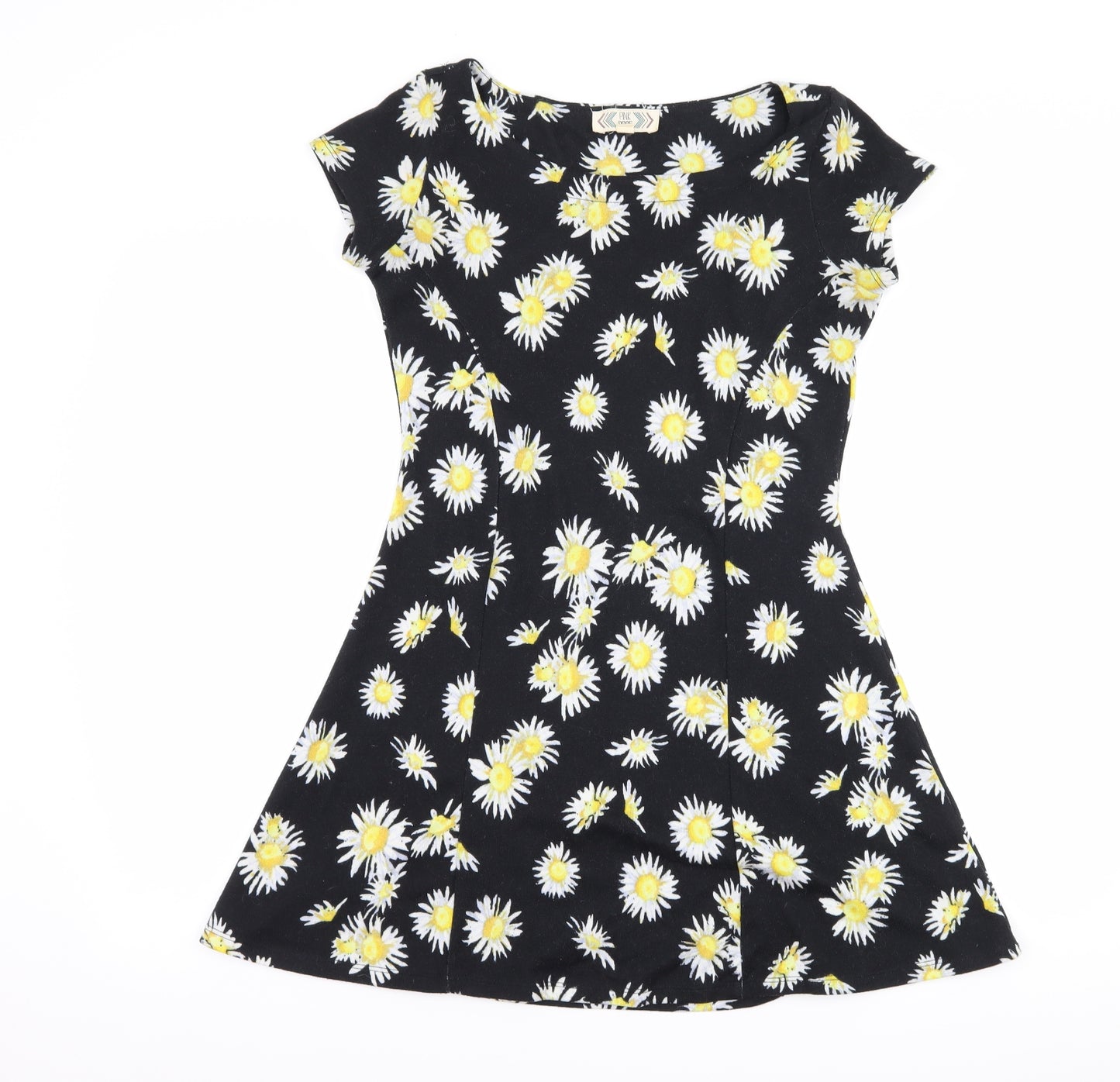 Pink Rose Womens Black Floral  Skater Dress  Size S