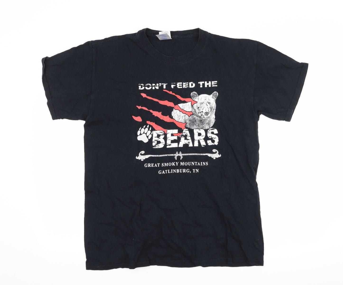 Gildan Mens Black    T-Shirt Size L  - dont feed the bears