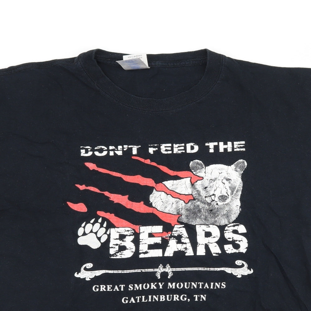 Gildan Mens Black    T-Shirt Size L  - dont feed the bears