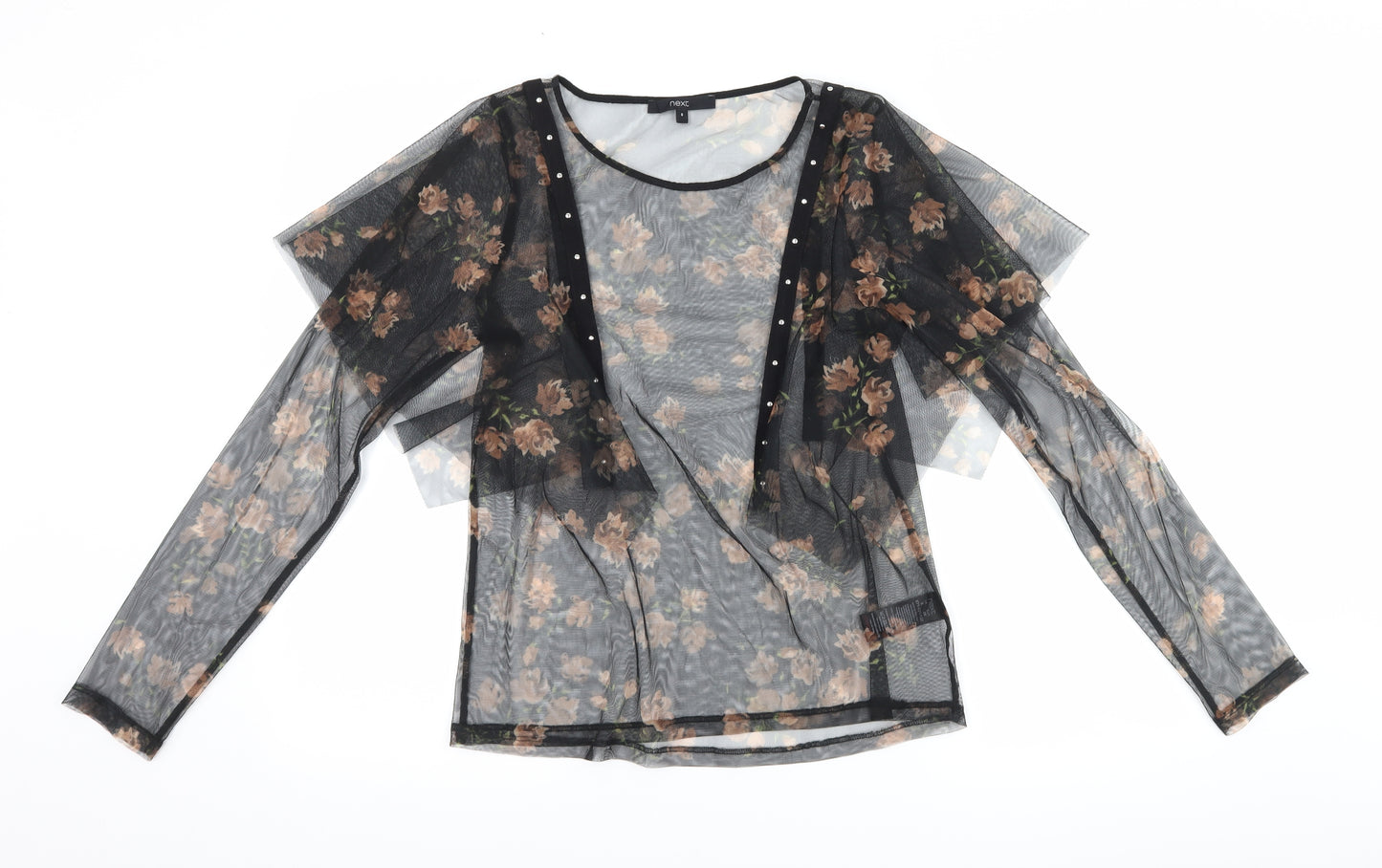 NEXT Womens Black Floral  Basic T-Shirt Size 8