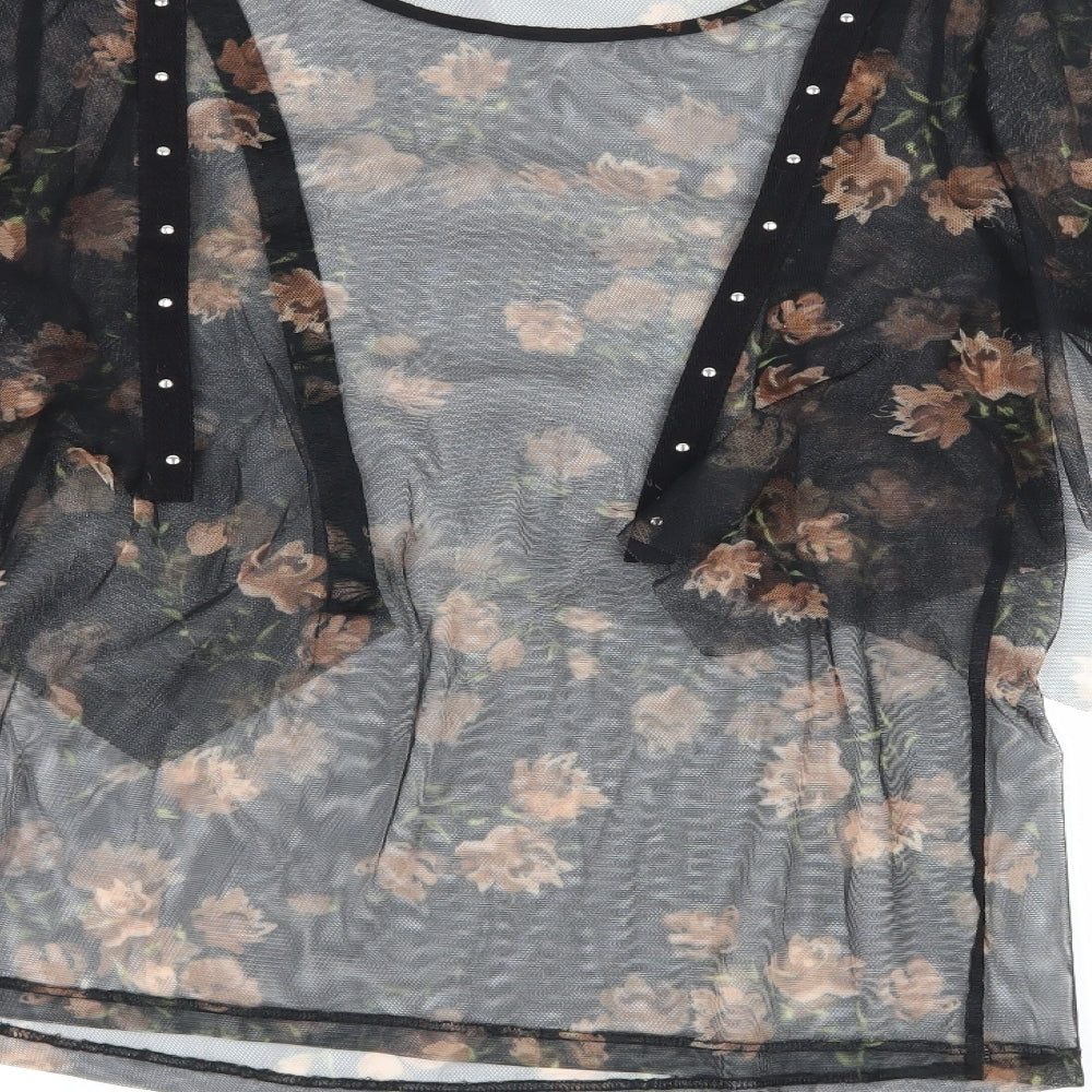 NEXT Womens Black Floral  Basic T-Shirt Size 8