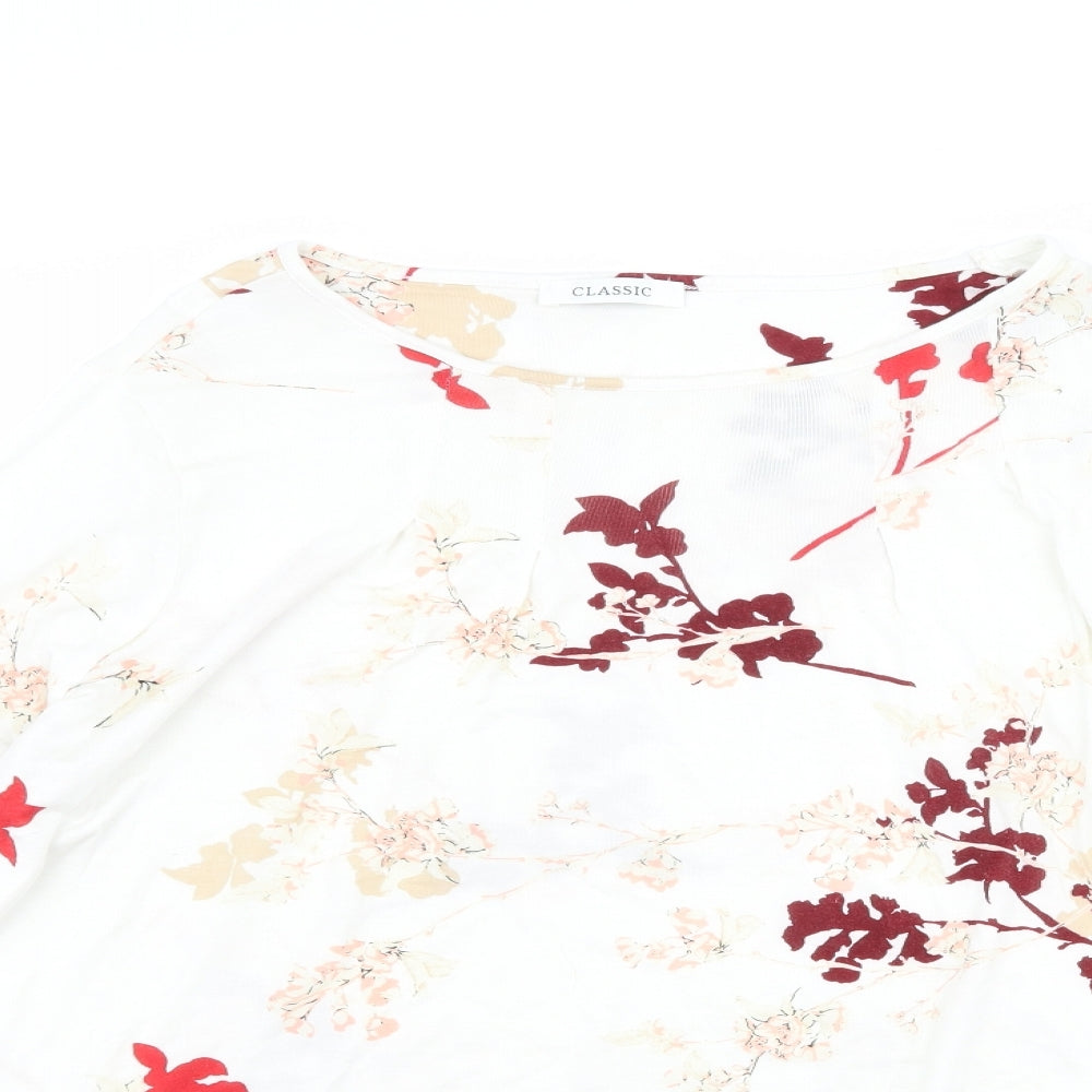 Marks and Spencer Womens White Floral  Basic T-Shirt Size 16