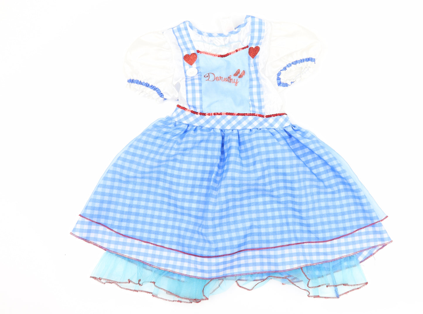 George Girls Blue Check  Fit & Flare  Size 5-6 Years  - fancy dress wizard of oz