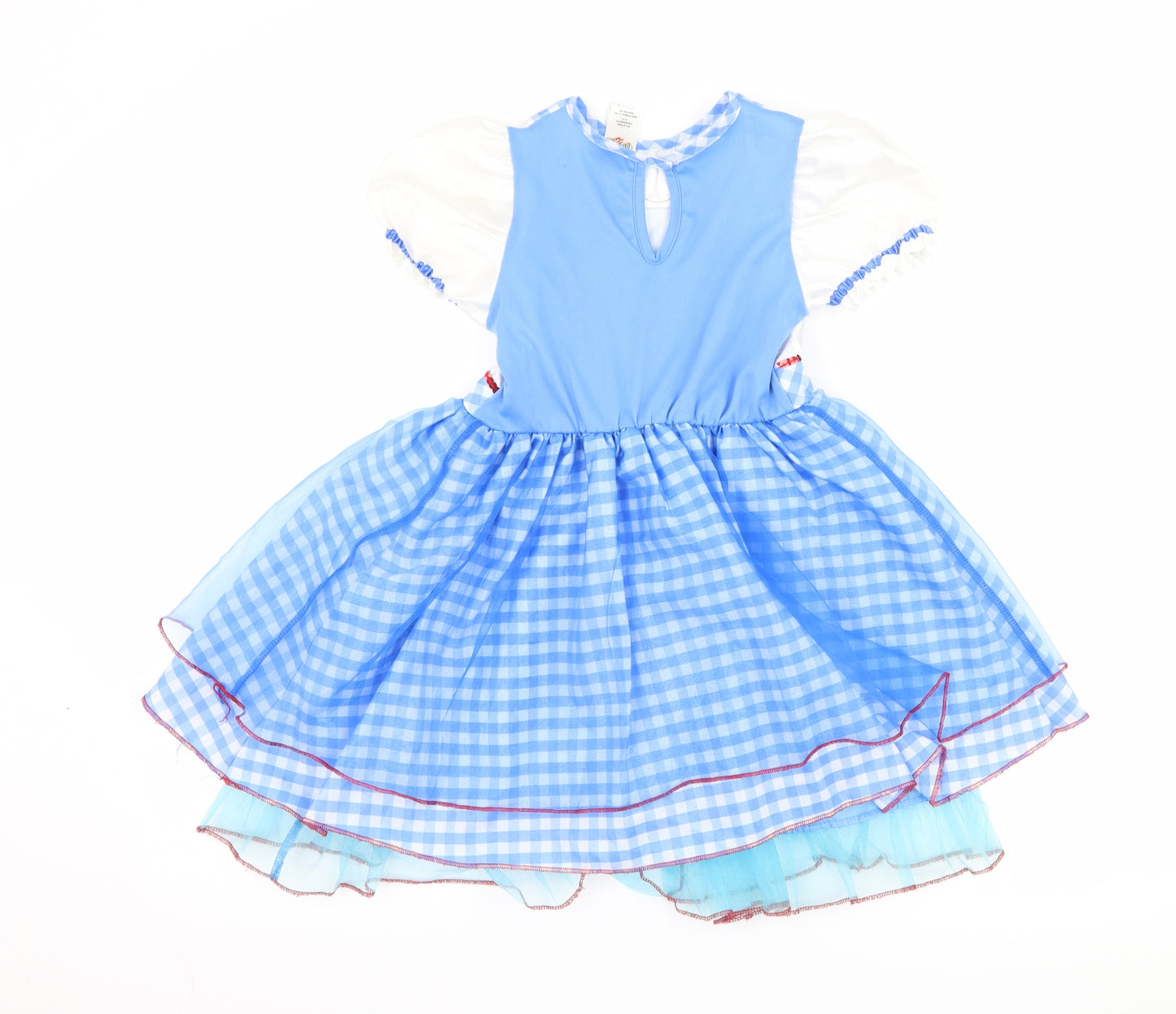 George Girls Blue Check  Fit & Flare  Size 5-6 Years  - fancy dress wizard of oz