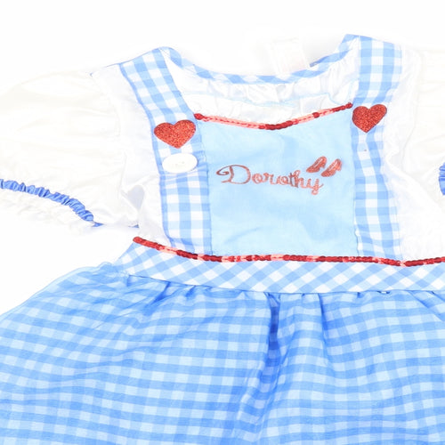George Girls Blue Check  Fit & Flare  Size 5-6 Years  - fancy dress wizard of oz