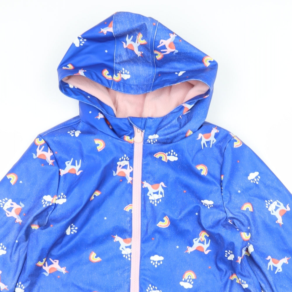 Joules Girls Blue   Rain Coat Coat Size 11-12 Years  - Unicorn