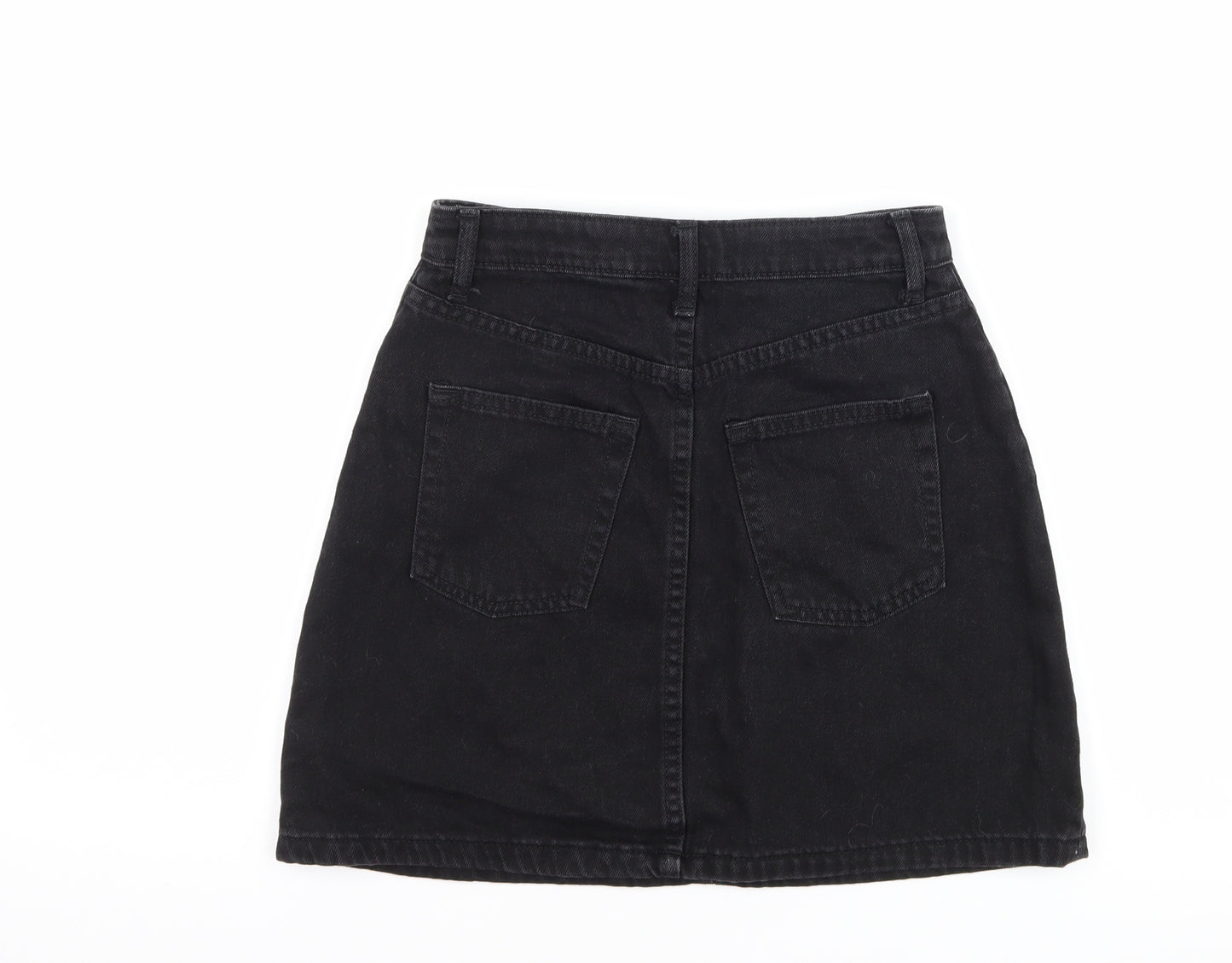 H&M Womens Black  Denim A-Line Skirt Size 6