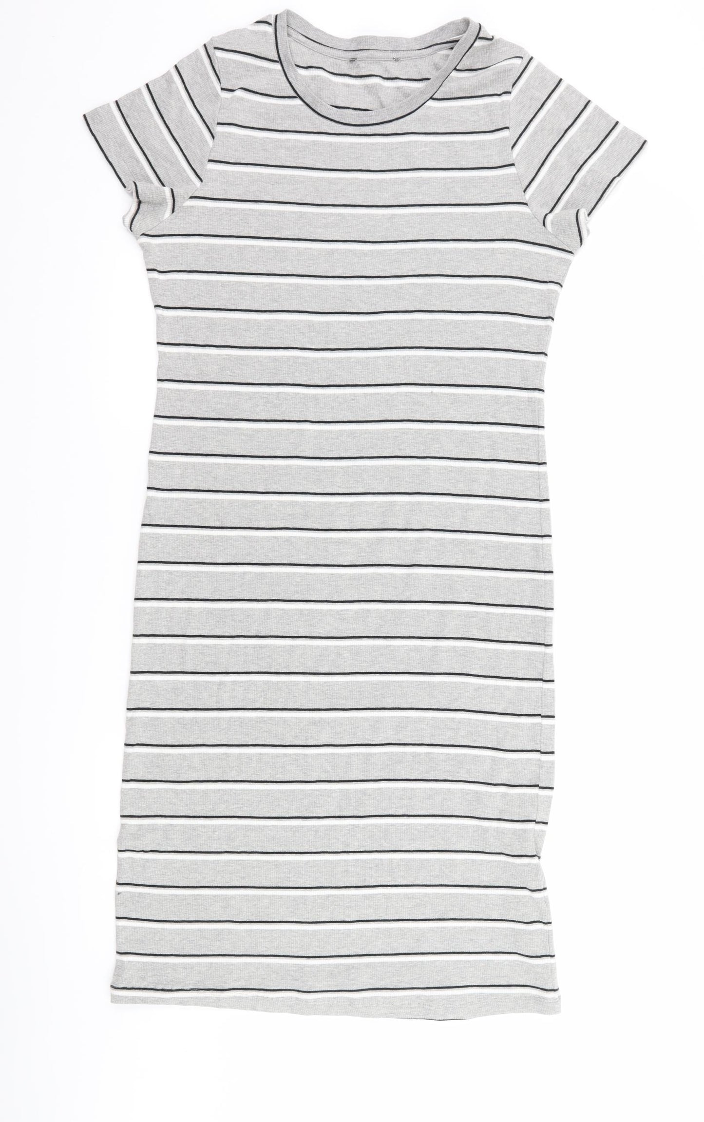 Primark Womens Grey Striped  T-Shirt Dress  Size 16
