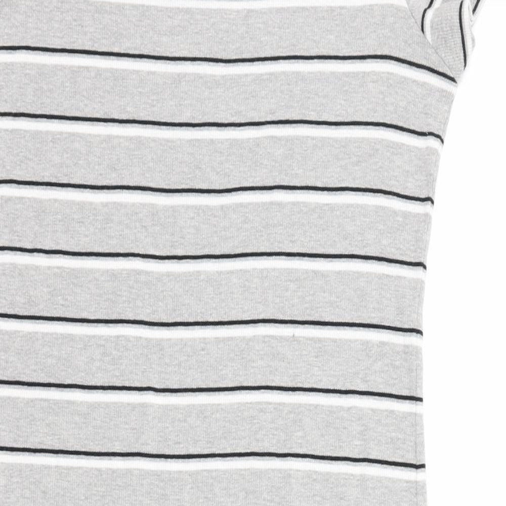 Primark Womens Grey Striped  T-Shirt Dress  Size 16