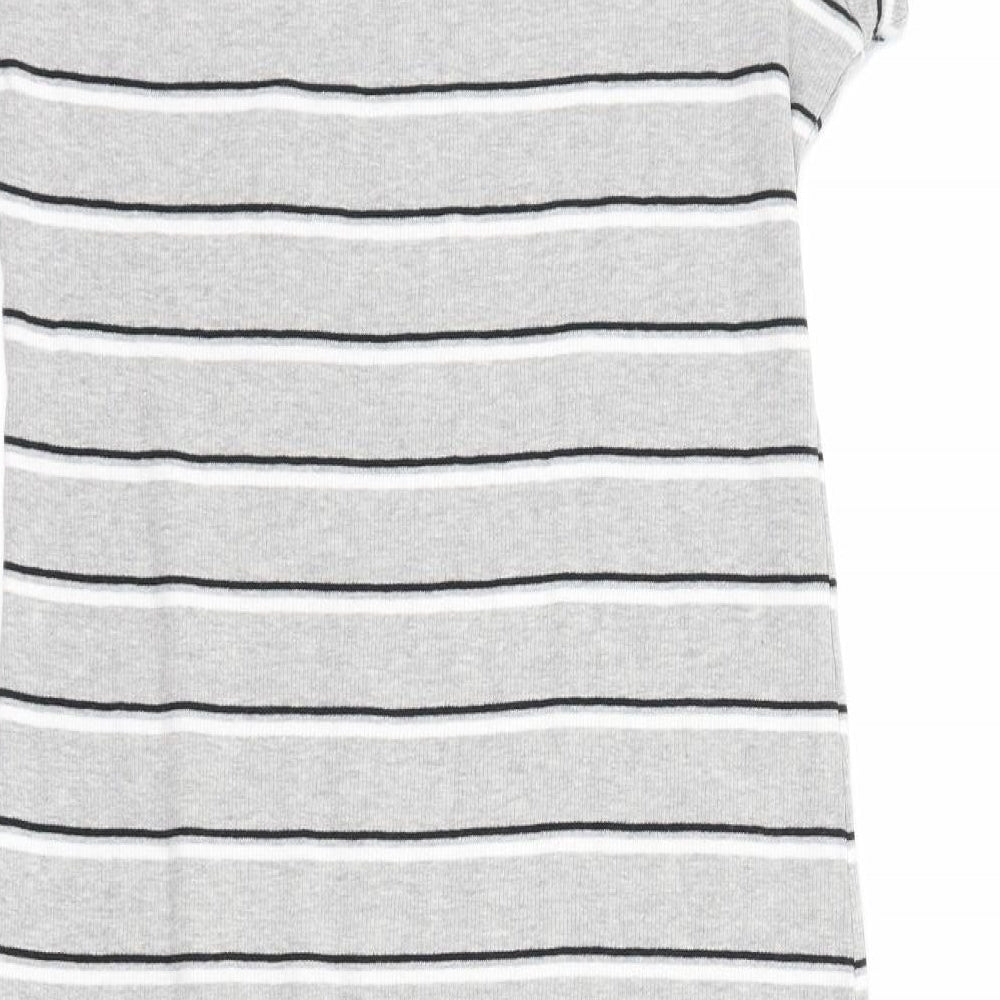 Primark Womens Grey Striped  T-Shirt Dress  Size 16