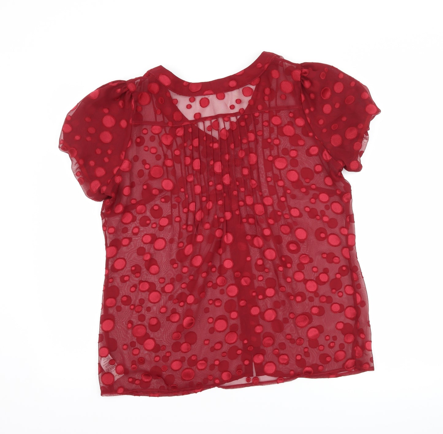 Marks and Spencer Womens Red Polka Dot  Basic Button-Up Size 12