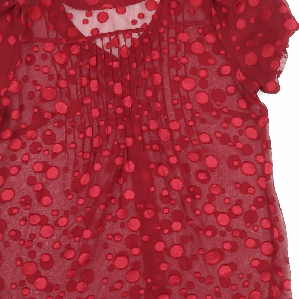 Marks and Spencer Womens Red Polka Dot  Basic Button-Up Size 12