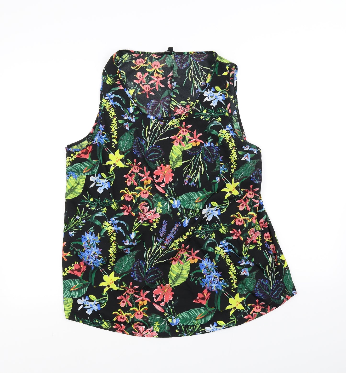 PEP&CO Womens Black Floral  Basic T-Shirt Size 16