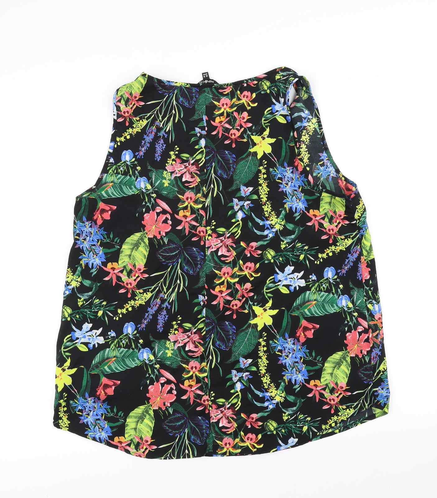 PEP&CO Womens Black Floral  Basic T-Shirt Size 16