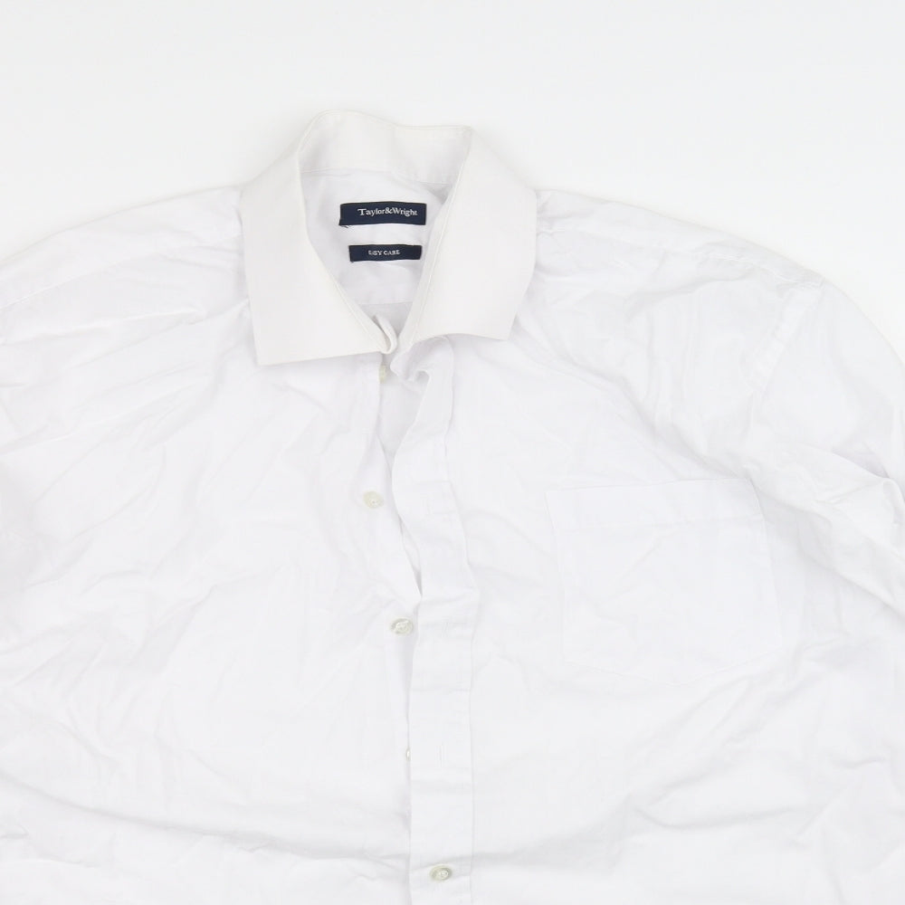 Taylor & Wright Mens White    Dress Shirt Size 17.5