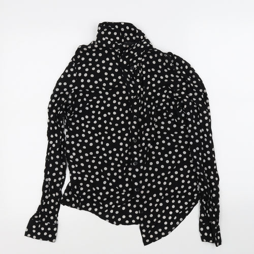 NEXT Womens Black Polka Dot  Basic Button-Up Size 8