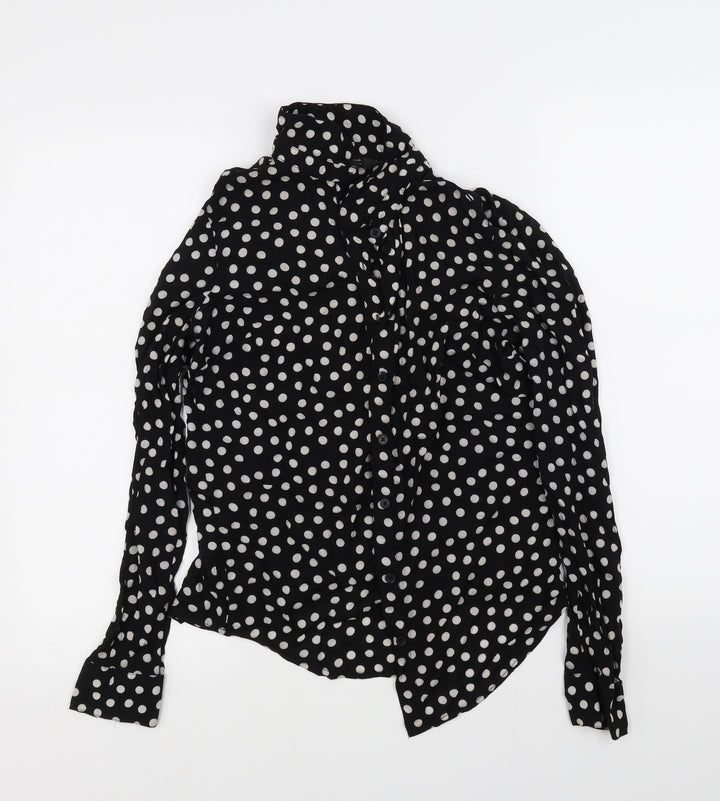 NEXT Womens Black Polka Dot Basic Button-Up Size 8