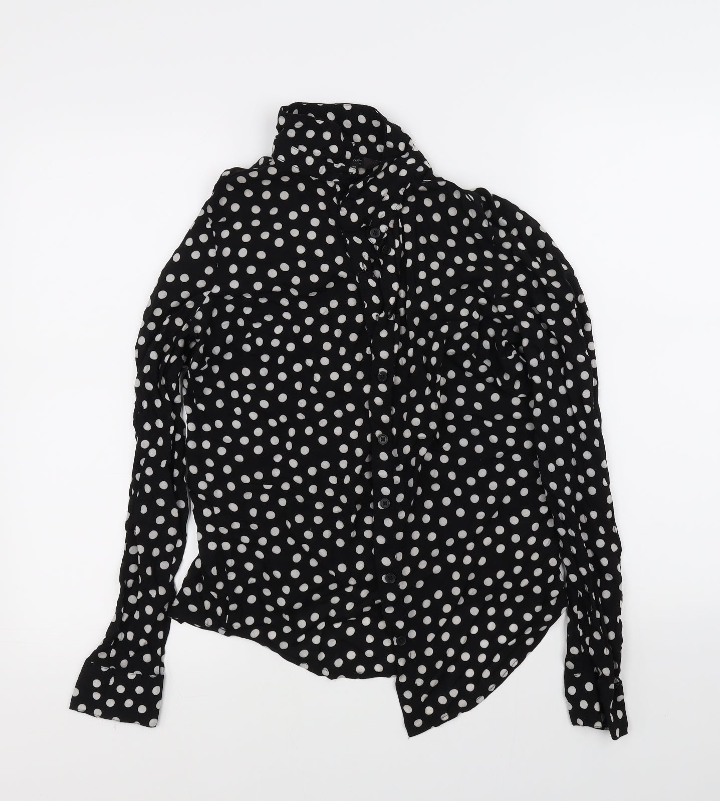 NEXT Womens Black Polka Dot  Basic Button-Up Size 8