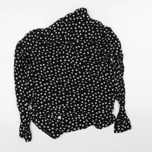 NEXT Womens Black Polka Dot  Basic Button-Up Size 8