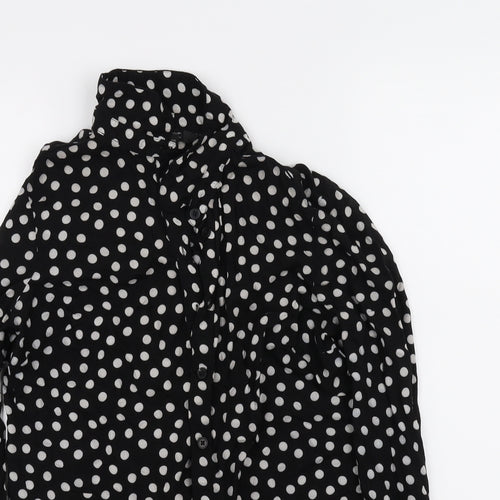 NEXT Womens Black Polka Dot  Basic Button-Up Size 8