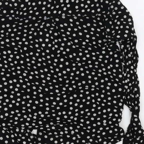 NEXT Womens Black Polka Dot  Basic Button-Up Size 8
