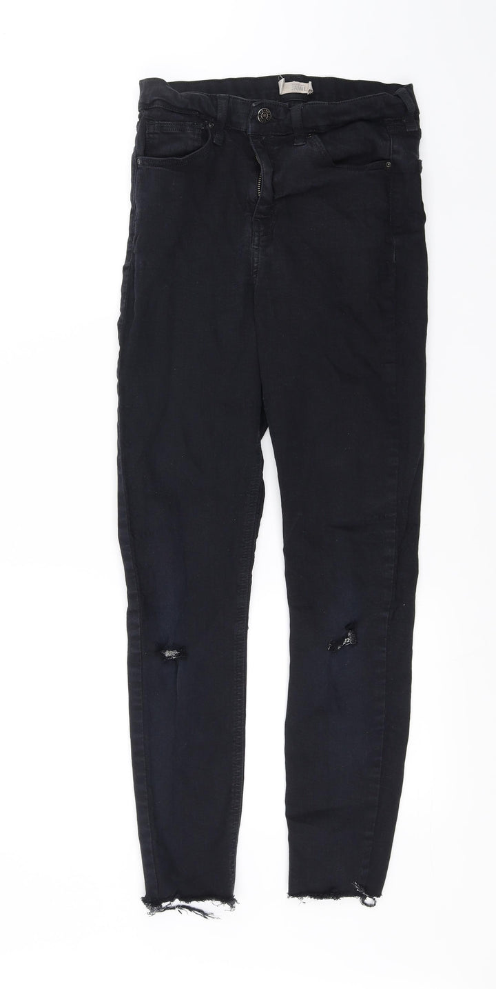 Topshop Womens Black Straight Jeans Size 8 L28 in