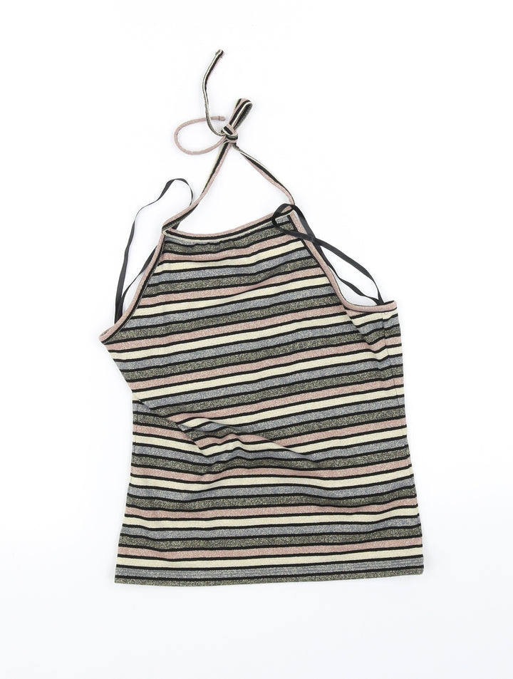 Topshop Womens Pink Striped Basic T-Shirt Size 12