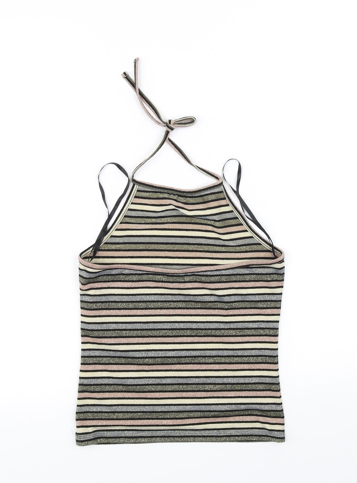 Topshop Womens Pink Striped  Basic T-Shirt Size 12
