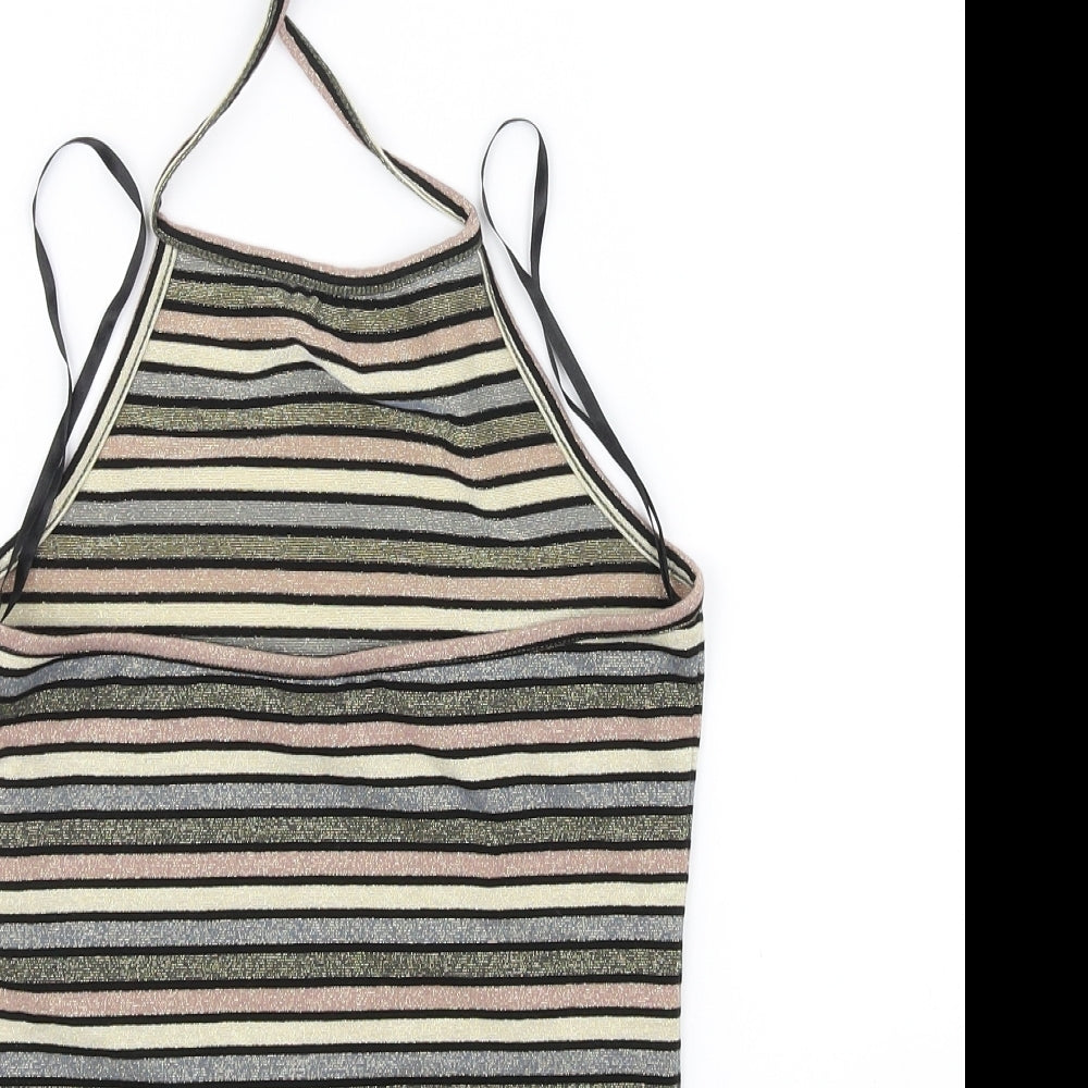 Topshop Womens Pink Striped  Basic T-Shirt Size 12