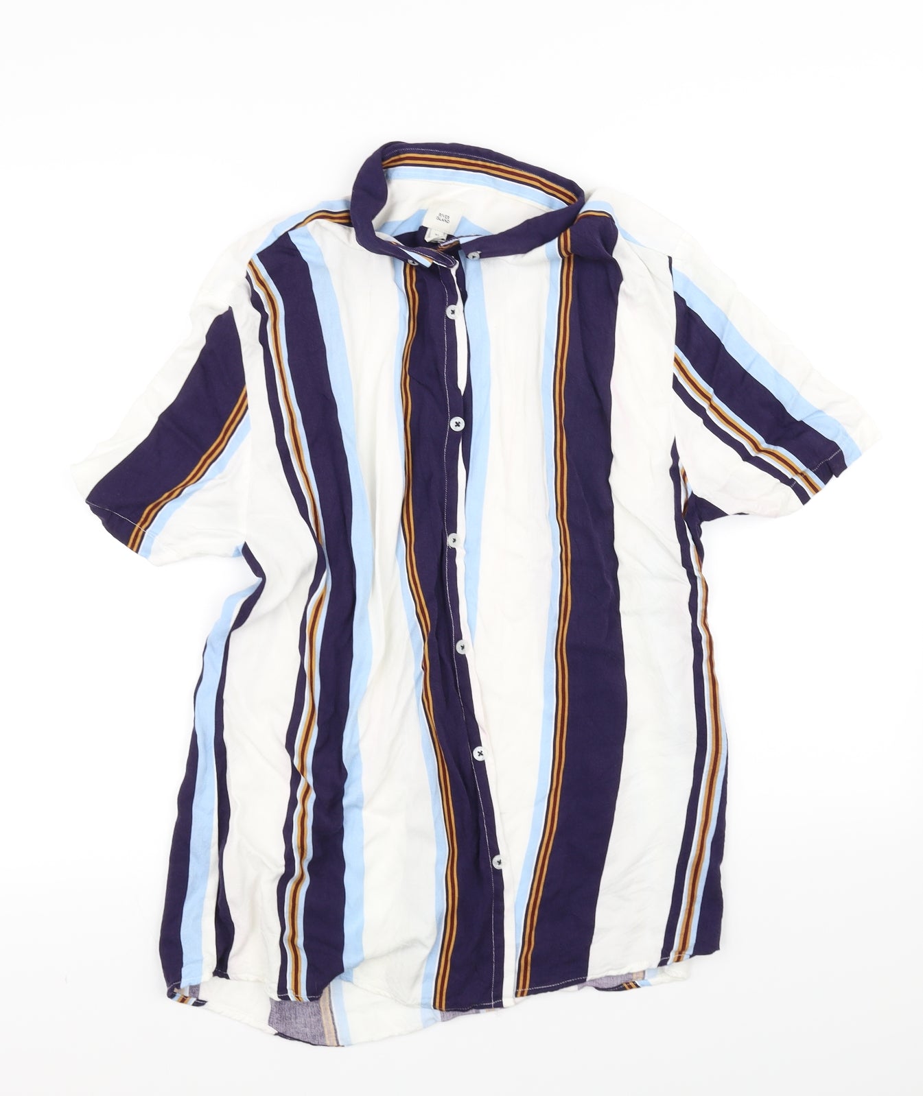 River Island Mens Blue Striped   Dress Shirt Size XL
