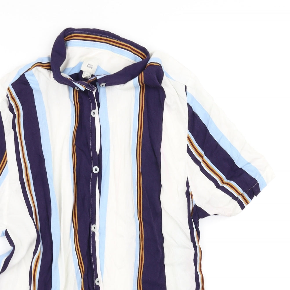 River Island Mens Blue Striped   Dress Shirt Size XL