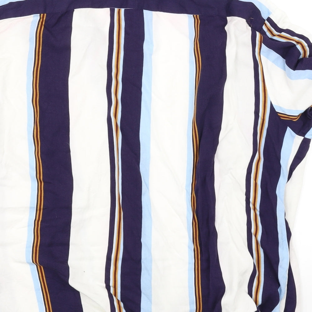 River Island Mens Blue Striped   Dress Shirt Size XL