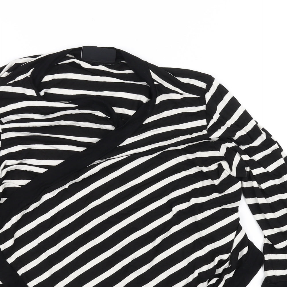 Wallis Womens Black Striped  Cardigan Jumper Size 14