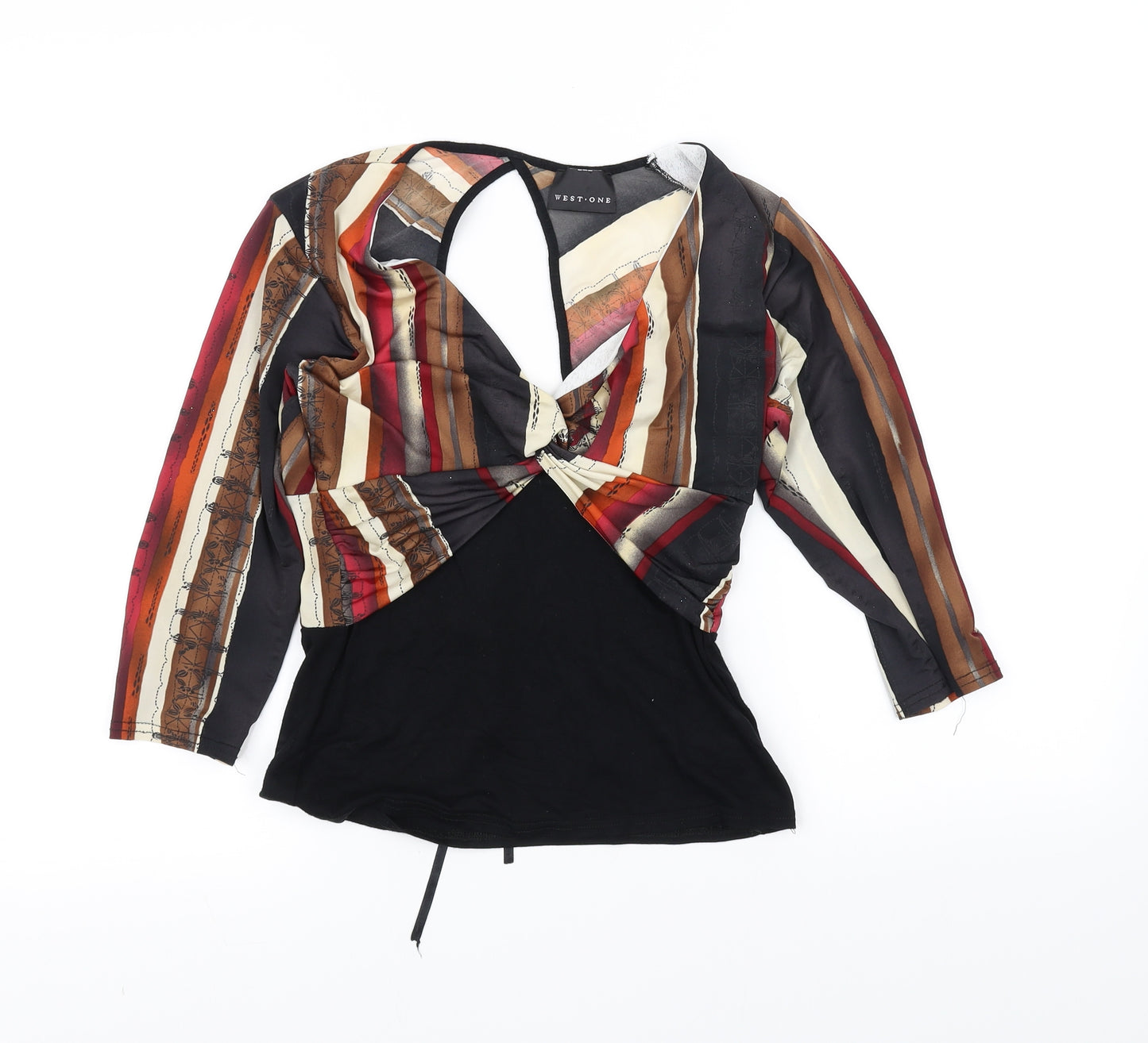 west.one Womens Black Striped  Basic T-Shirt Size 12