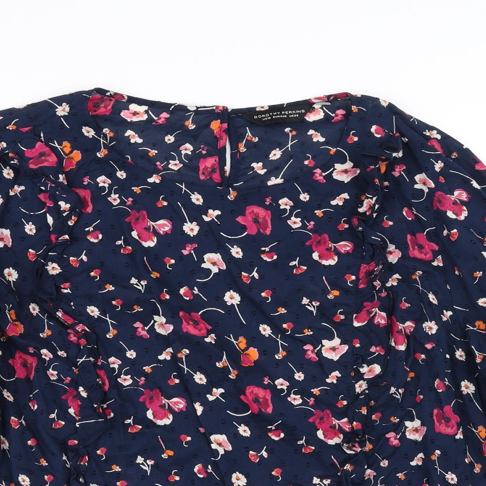 Dorothy Perkins Womens Blue Floral  Basic T-Shirt Size 20