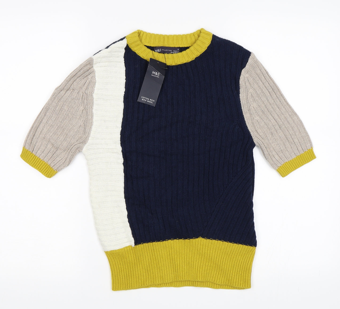 Marks and Spencer Womens Blue Striped  Pullover Jumper Size 8