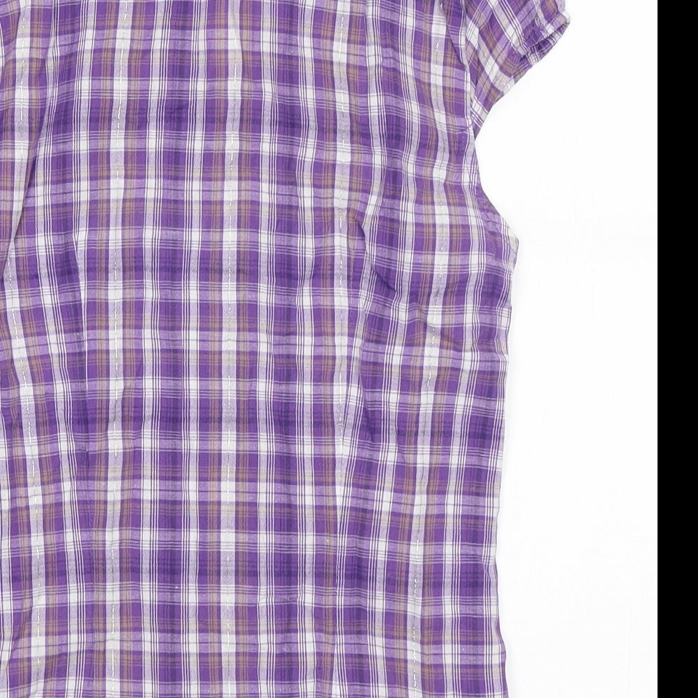 H&M Womens Purple Check  Basic Button-Up Size 8