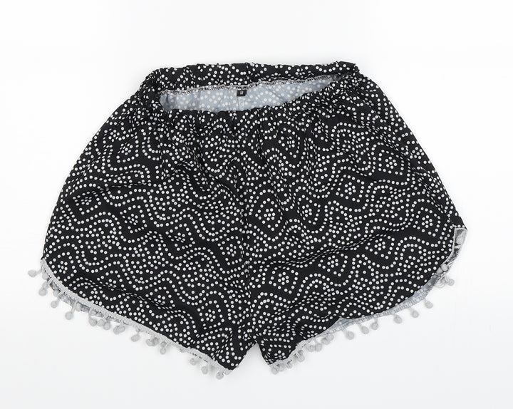 Preworn Womens Black Polka Dot Sweat Shorts Size M