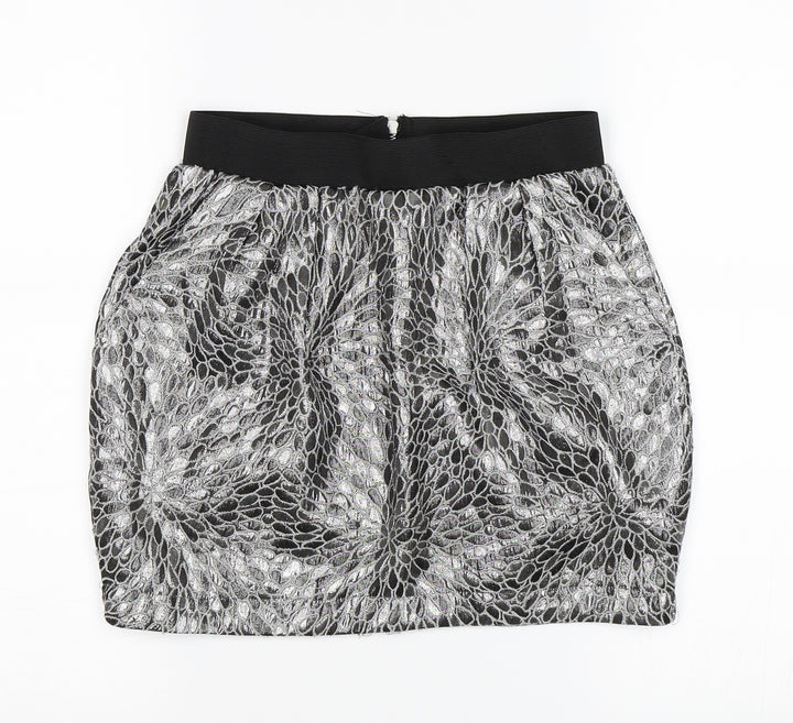 Rare Womens Black Floral Mini Skirt Size 6