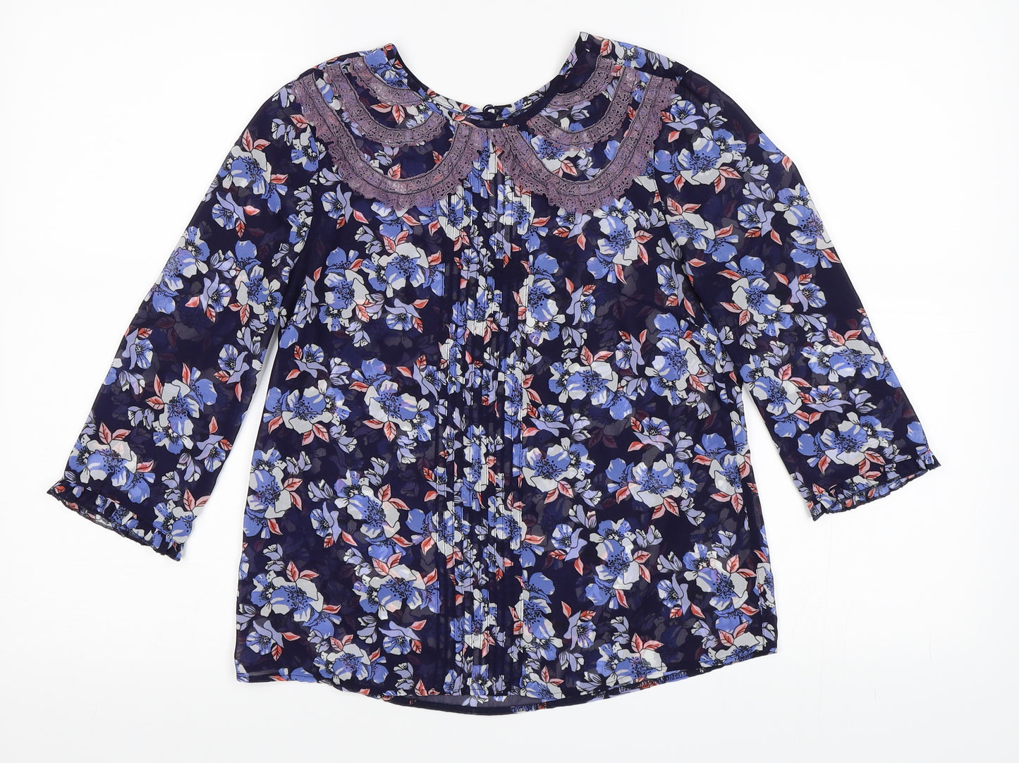 River Island Womens Blue Floral  Basic Blouse Size 6