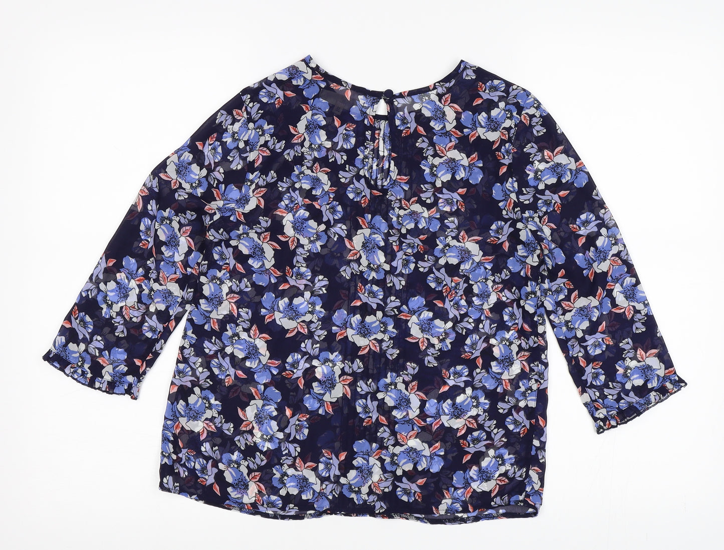 River Island Womens Blue Floral  Basic Blouse Size 6