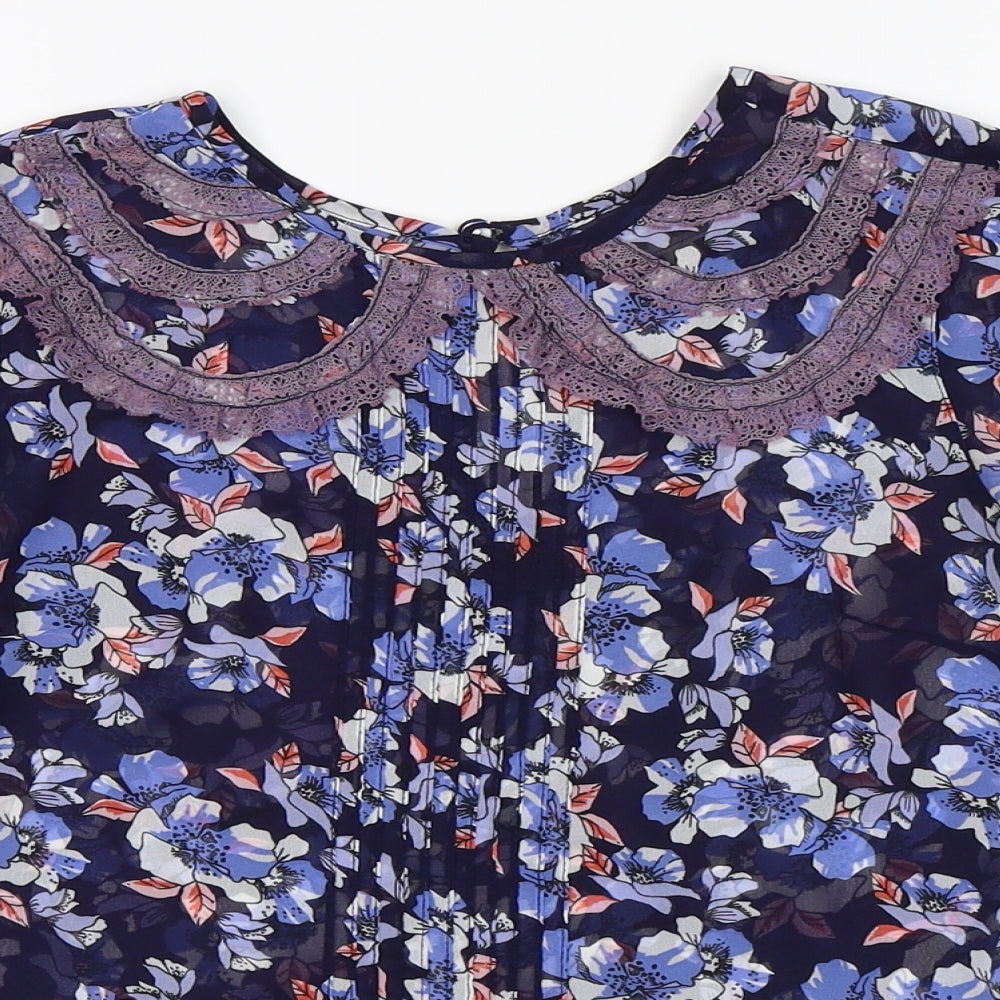 River Island Womens Blue Floral  Basic Blouse Size 6